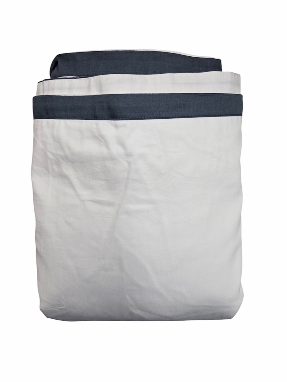 NWT QUINCE Organic Sateen Cotton Border Duvet Cover Full/Queen White Navy 8604